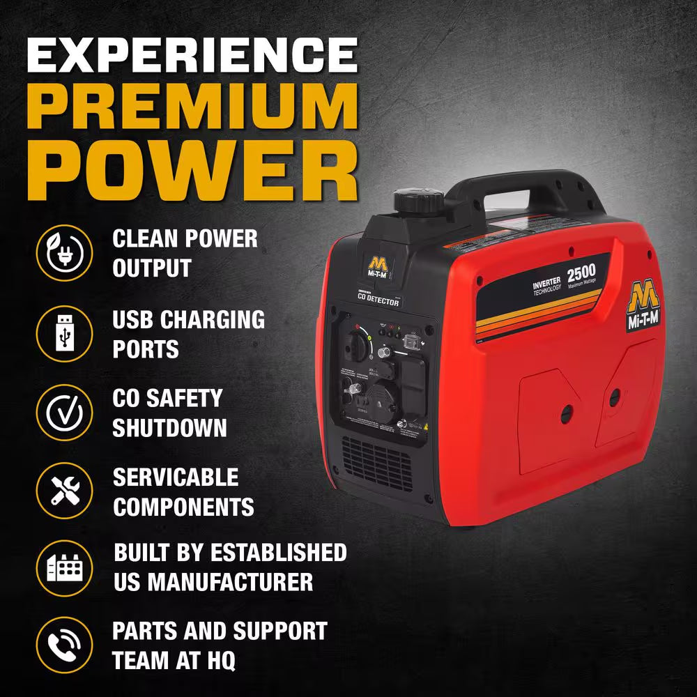 2,300-Watt Recoil Start 2,500-Watt Gasoline Powered Inverter Generator with CO Detection