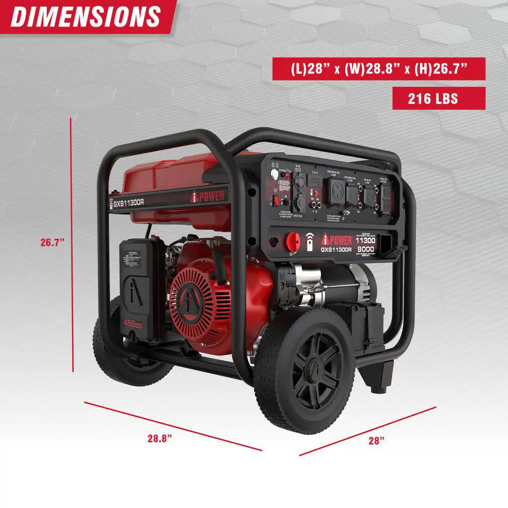 9000-Watt Remote Start Gas Powered Portable Generator with 459Cc OHV Engine and CO Sensor Shutdown