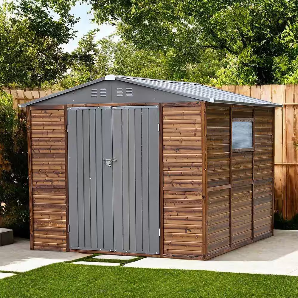 8 Ft. W X 8 Ft. D Outdoor Storage Resin Garden Shed for Backyard Outdoor (64 Sq. Ft.)