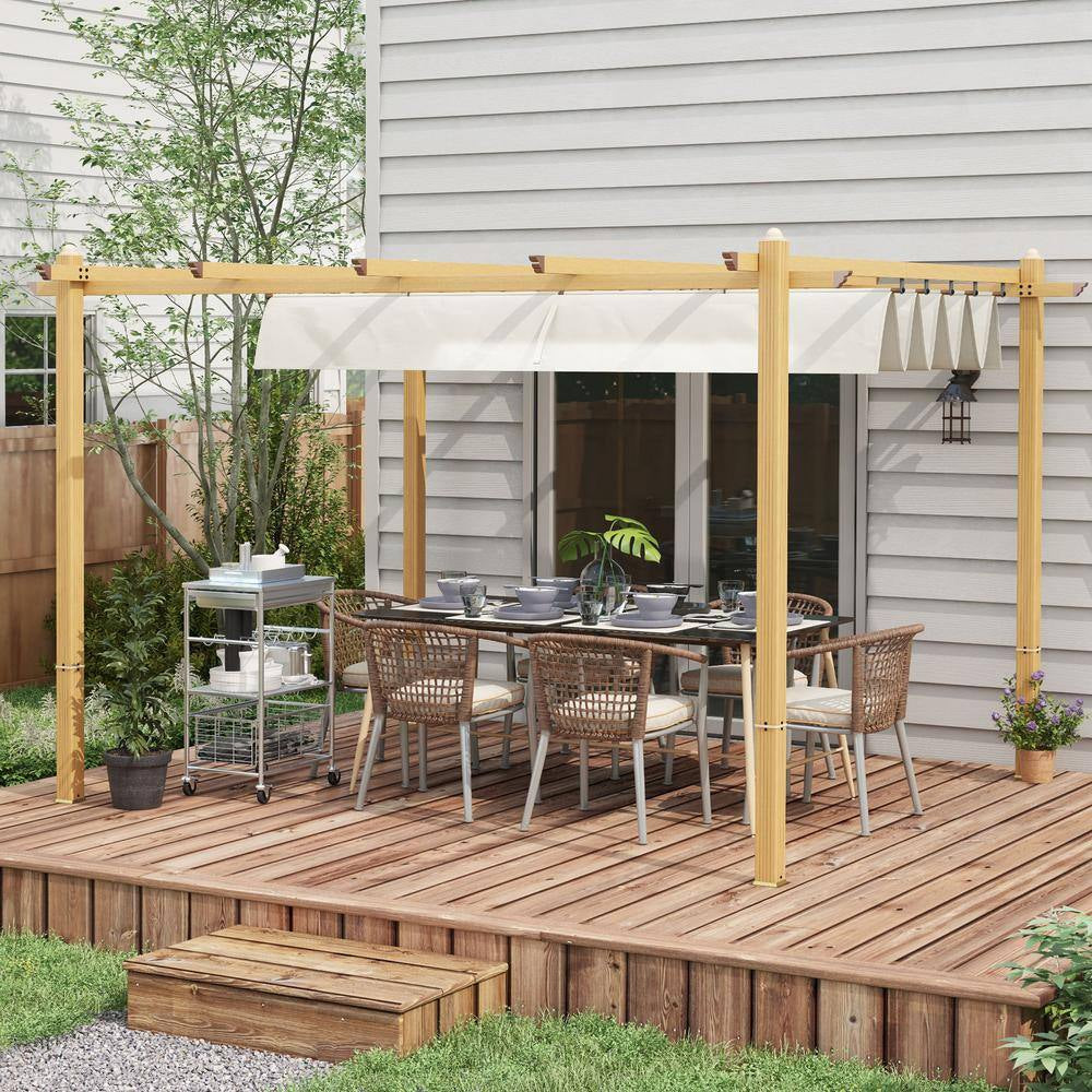 10 Ft. X 13 Ft. Cream White Aluminum, Polyester Pergola