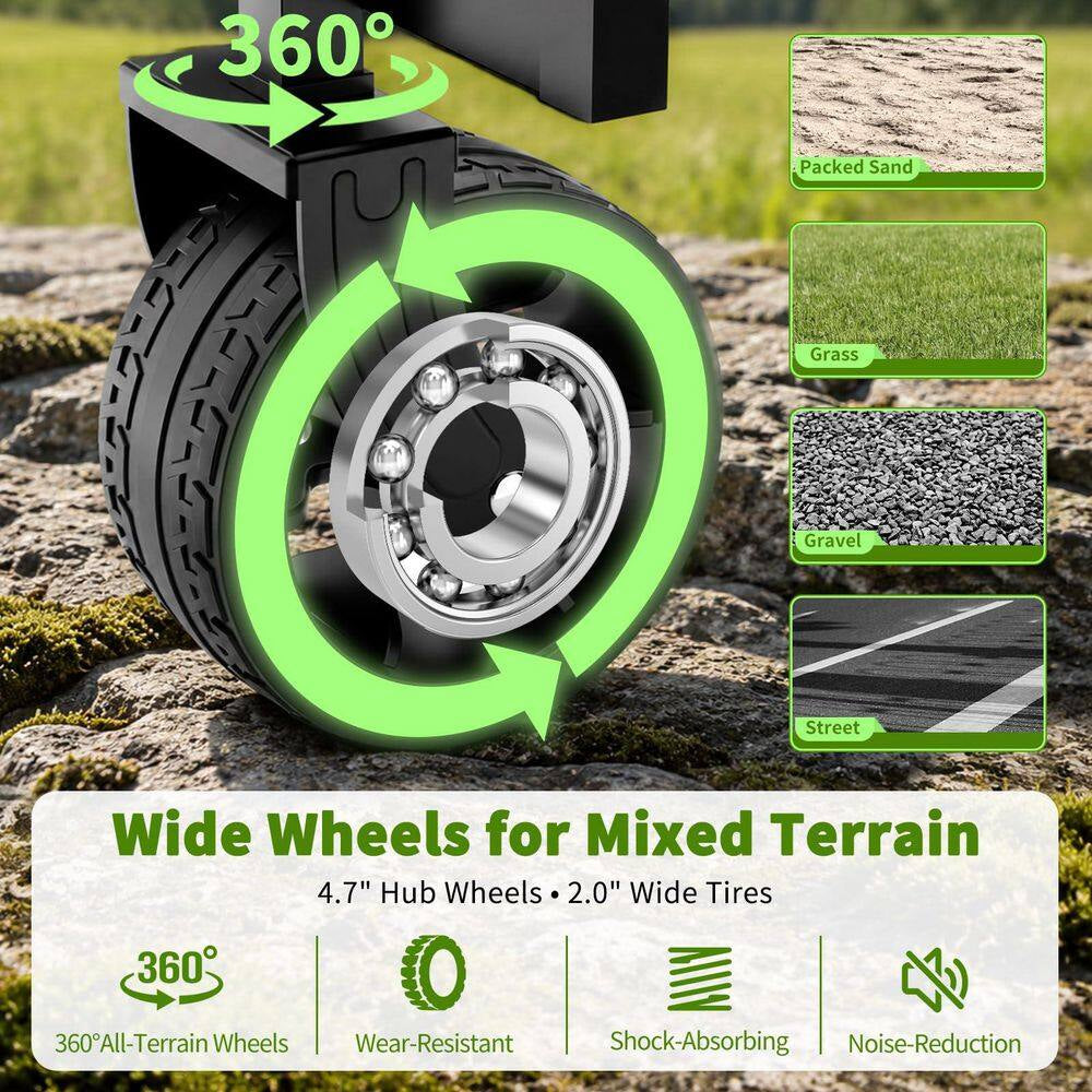 5.3 Cu. Ft. Capacity Oxford Fabric Heavy Duty Utility Garden Cart with All-Terrain Wheels, Collapsible and Foldable