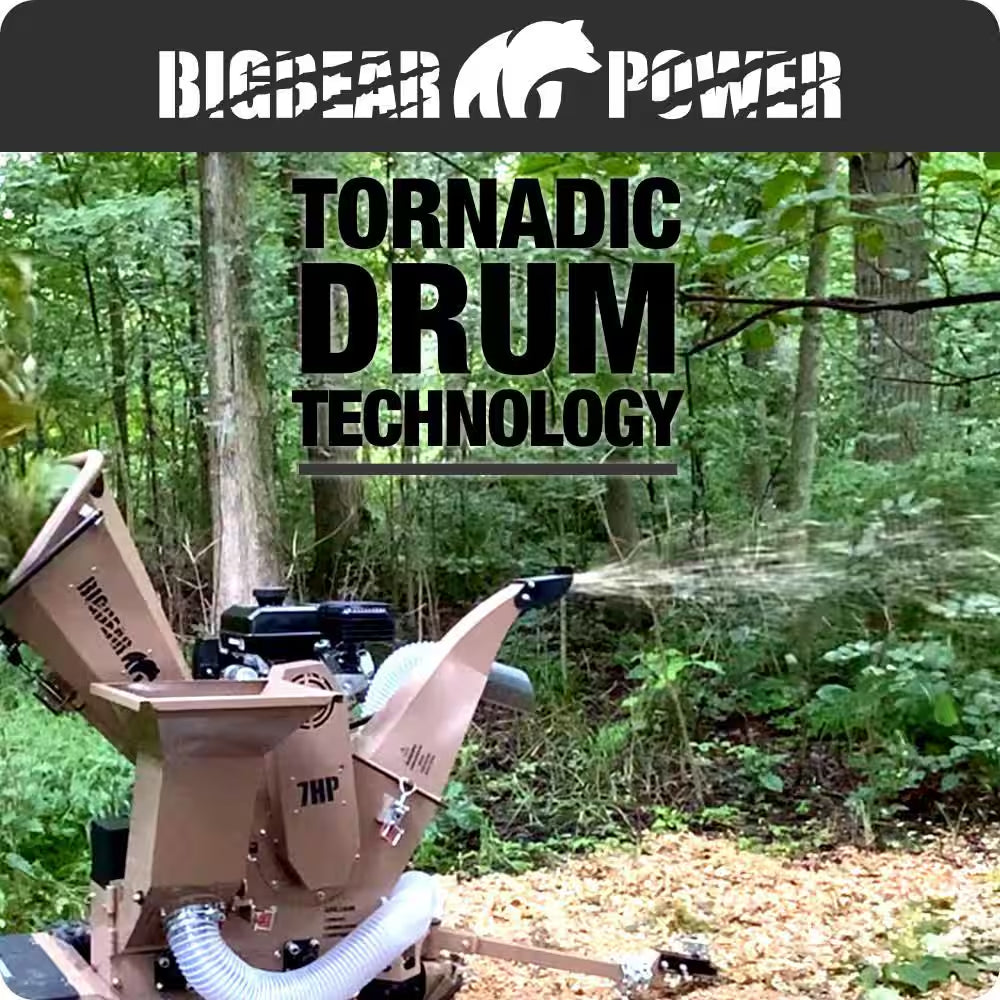 Tornadic 3 In. 7 HP Gas Powered Commercial Chipper Shredder, Self Feeding, with Vacuum and Electric Start