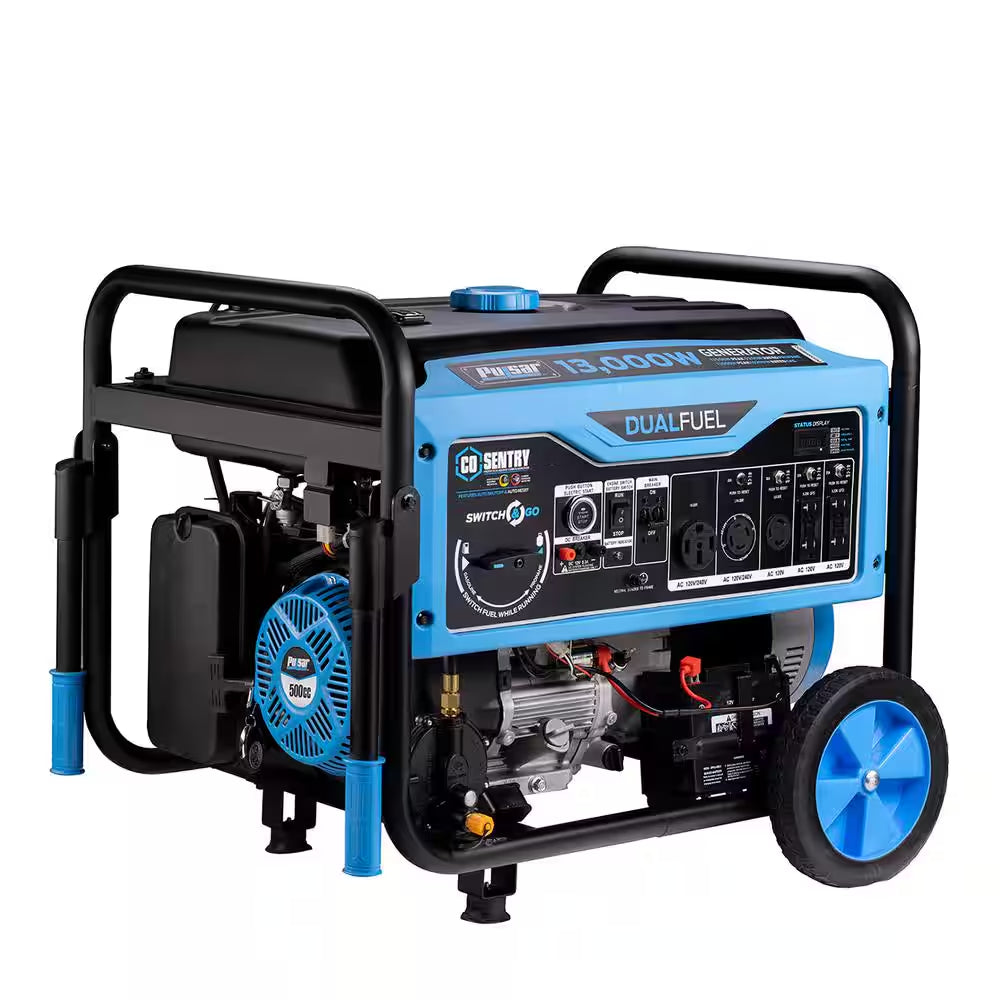 7,750/6,250 -Watt Dual-Fuel Gasoline and Propane with Push to Start Portable Home Power Generator, CO Shutoff