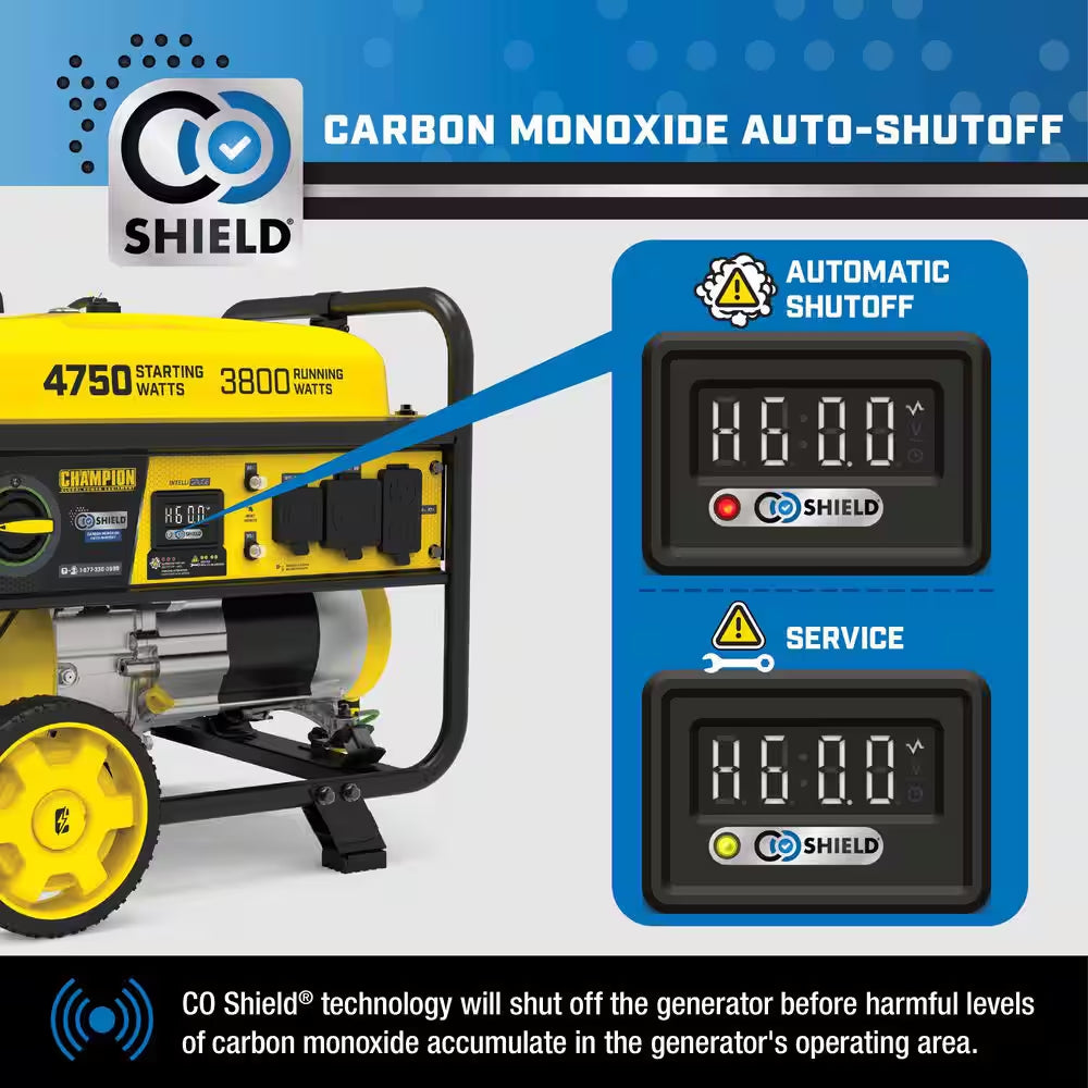 4750/3800-Watt Gas Portable Generator with Free 3-Year Warranty for RV and Home (CARB Compliant)