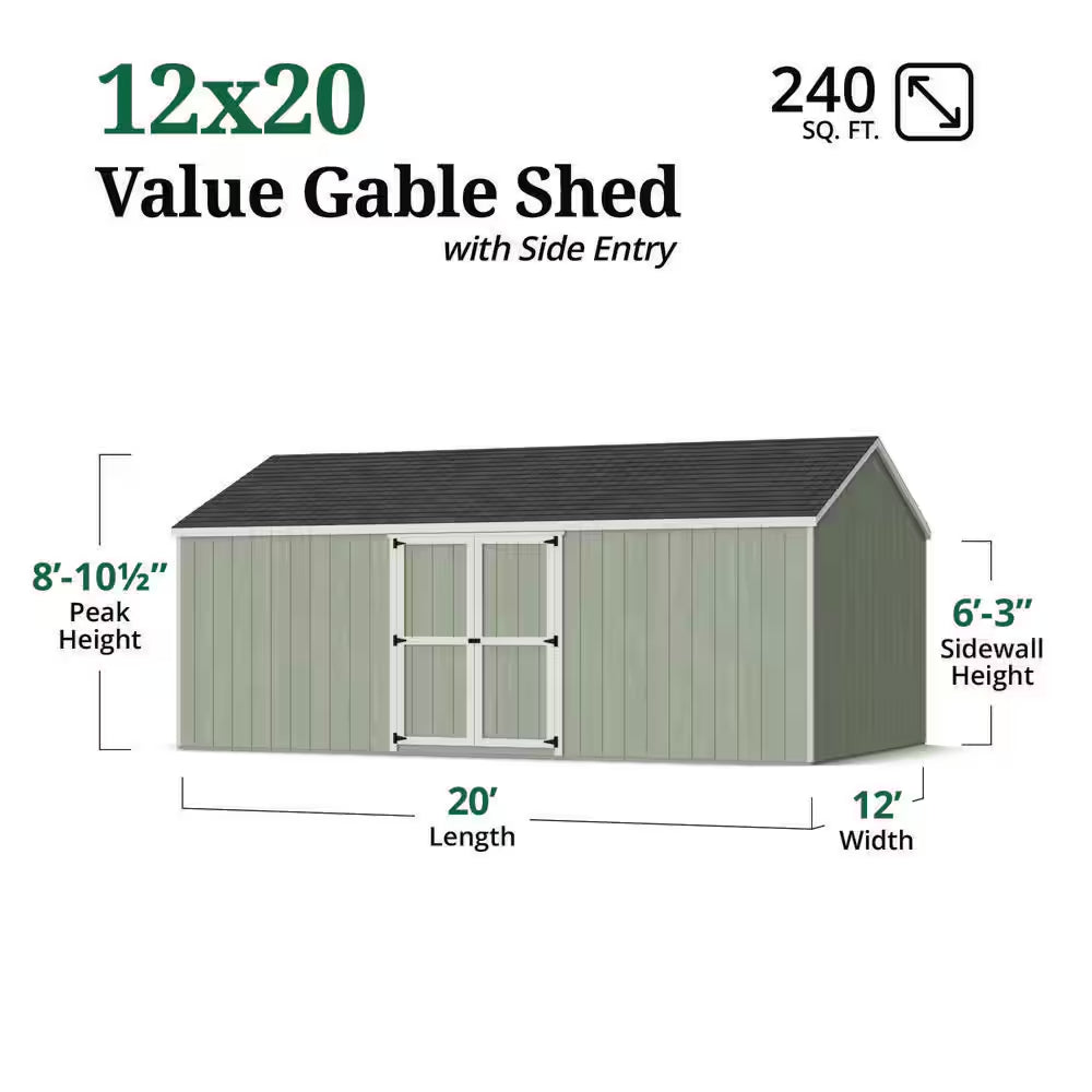 Value Gable 12 Ft. X 20 Ft. Outdoor Wood Storage Shed with Side Entry Do-It-Yourself Kit (240 Sq. Ft. )