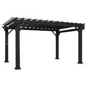 Stratford 14 Ft. X 12 Ft. Black Galvanized Steel Traditional Outdoor Patio Pergola with Trellis Roof
