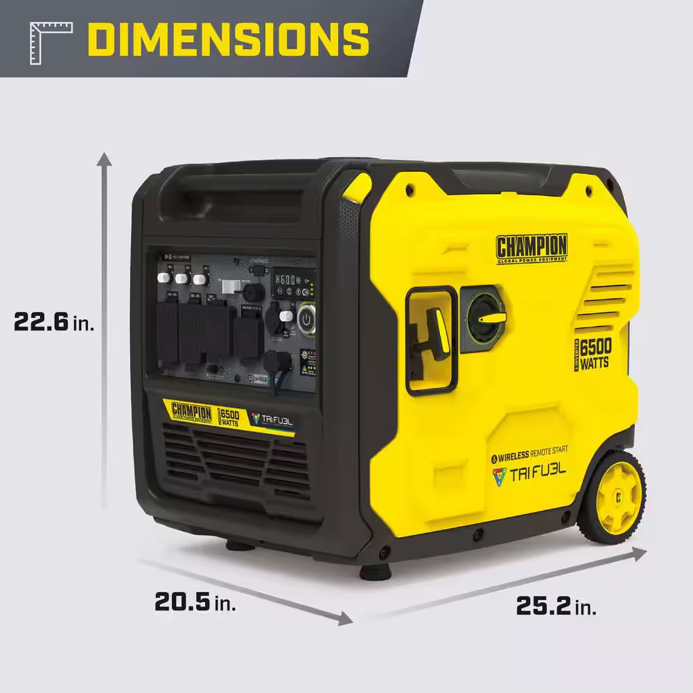 6500/5250-Watt Remote Start Gas, Propane, Natural Gas Tri Fuel Inverter Generator, Free 3-Year Warranty, for RV and Home
