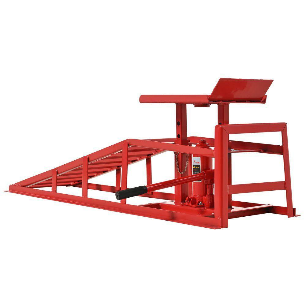 5-Ton Auto Car Truck Service Ramps Lifts Hydraulic Car Lifts 10000 Lb. Capacity (2 Pack) Red
