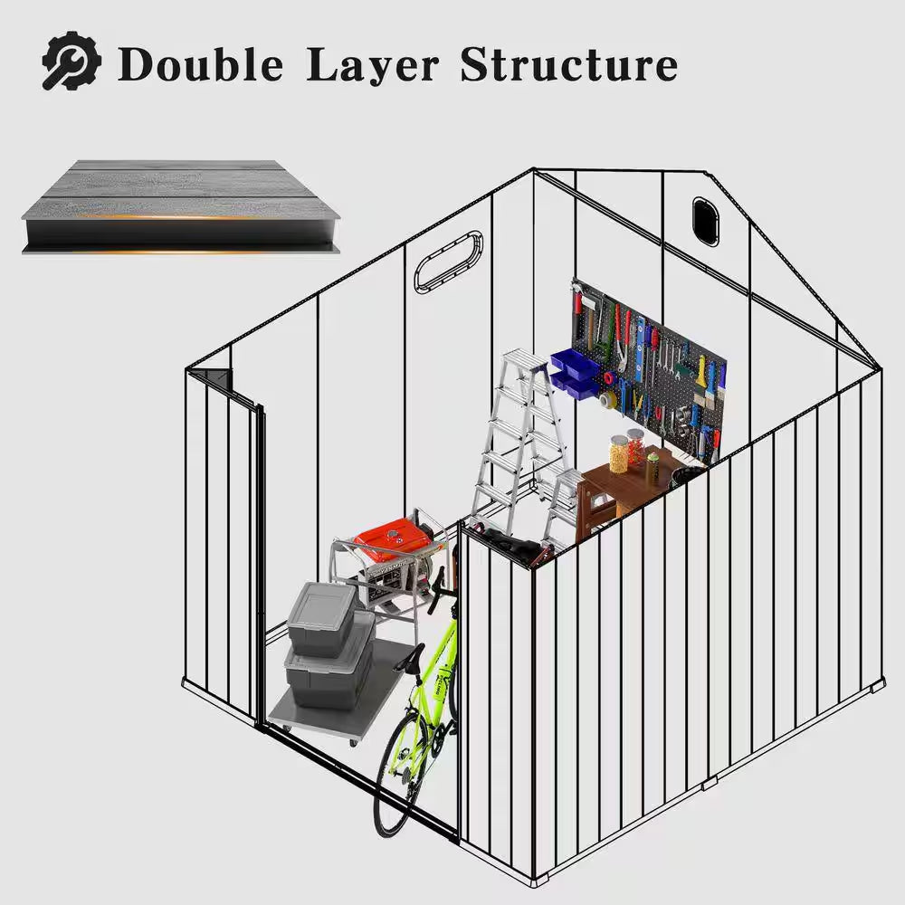 8 Ft. W X 8 Ft. D Resin Shed With-Lockable Door, Windows &-Vents, Outdoor Tools Storage Shed