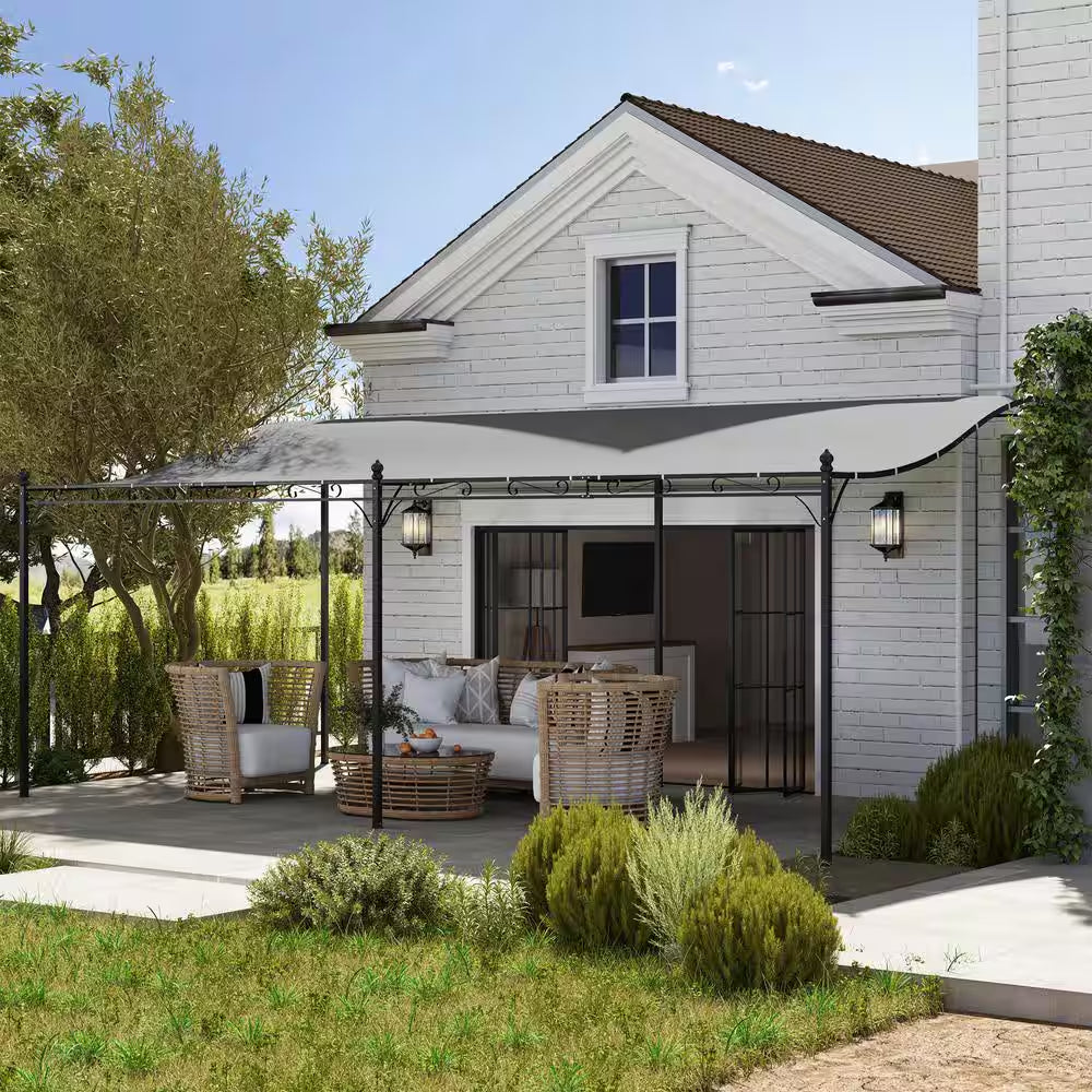 10 Ft. X 20 Ft. Outdoor Pergola Canopy, Metal Patio Canopy with Weather-Resistant Fabric and Drainage Holes