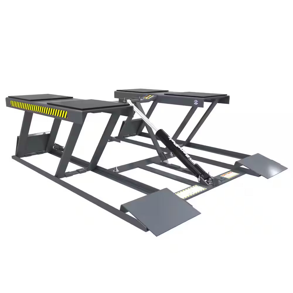 LR-60 1-Phase Low Rise Scissor Car Lift 6000 Lbs. Capacity - Tow Handle for Easy Mobility with 220V Power Unit Included
