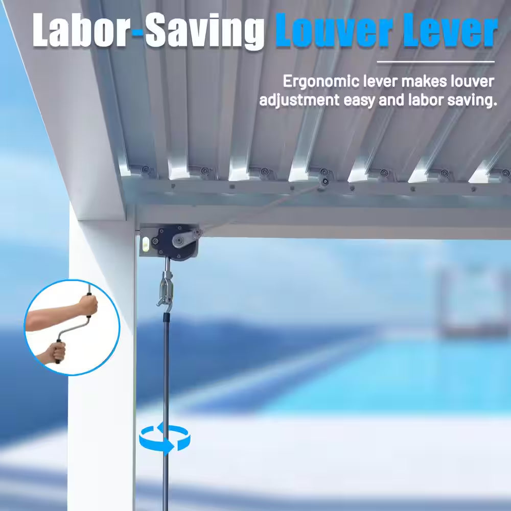 10 Ft. X 20 Ft. White Aluminum Metal Louvered Pergola