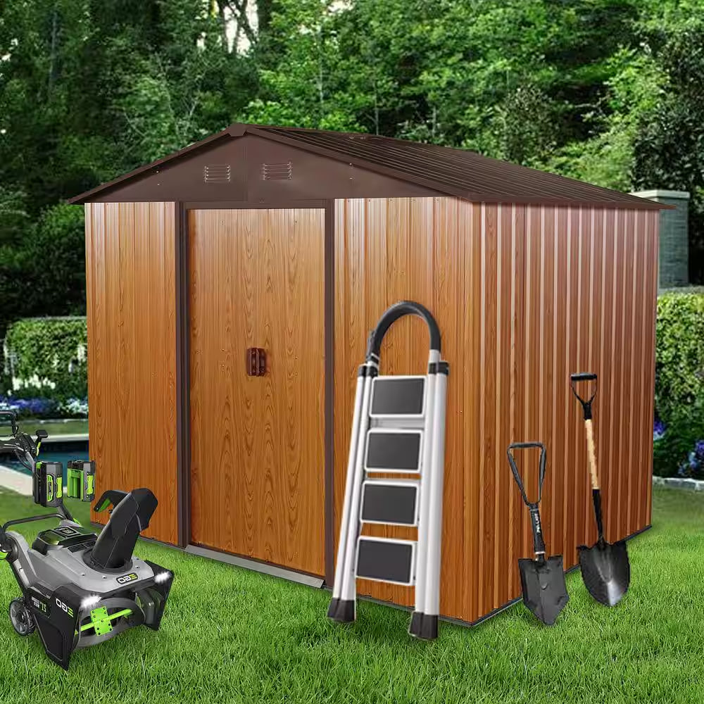 8 Ft. X 10 Ft. Outdoor Metal Storage Shed in Coffee with Metal Foundation (80 Sq. Ft.)