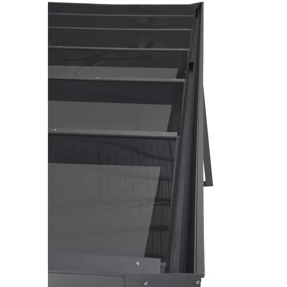12 Ft. X 14 Ft. Gray Wall-Mounted Outdoor Pergola Aluminum Lean to Gazebo with PC Canopy and In-Built Gutter System