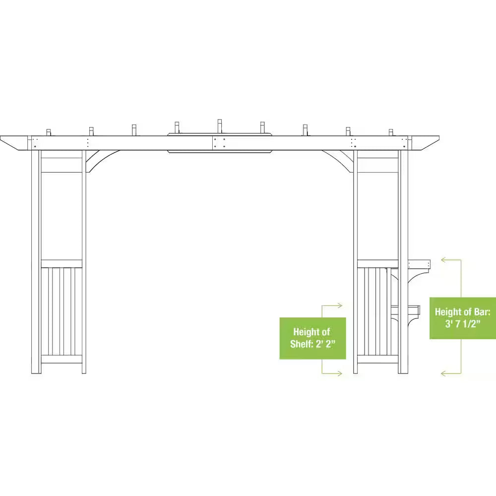 Madison 10 Ft. X 14 Ft. Timber Gray Cedar Wood Backyard Patio Pergola Including UV Sun Shade, Counter and Serving Bar