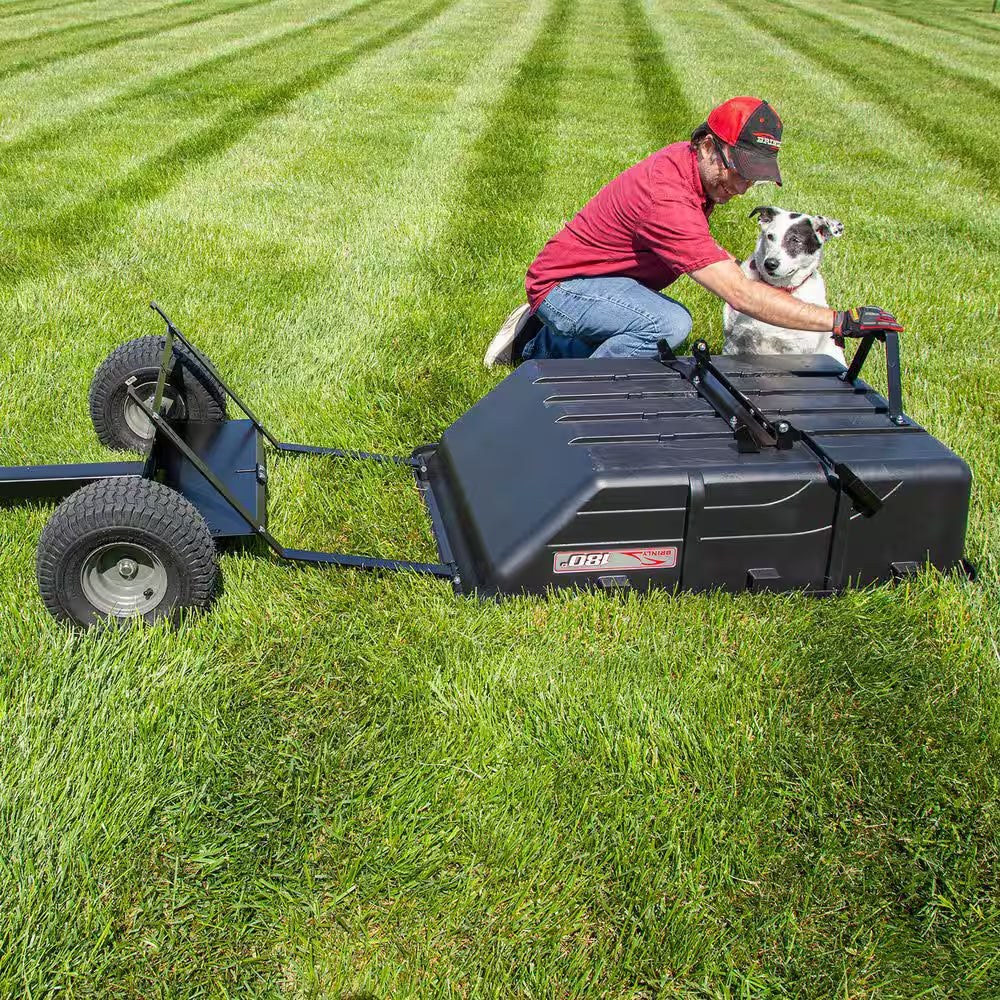 The Roger 180° Full Dump Cart with Durable Compression-Molded Poly Bed for Lawn Tractors and ZTR Mowers
