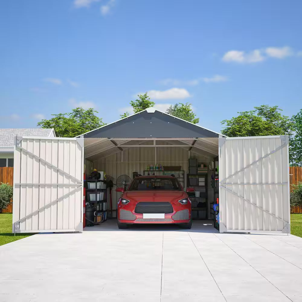 20 Ft. W X 12 Ft. D Outdoor Storage Metal Garden Tool Shed with Flexible and Lockable Doors (240 Sq. Ft.)