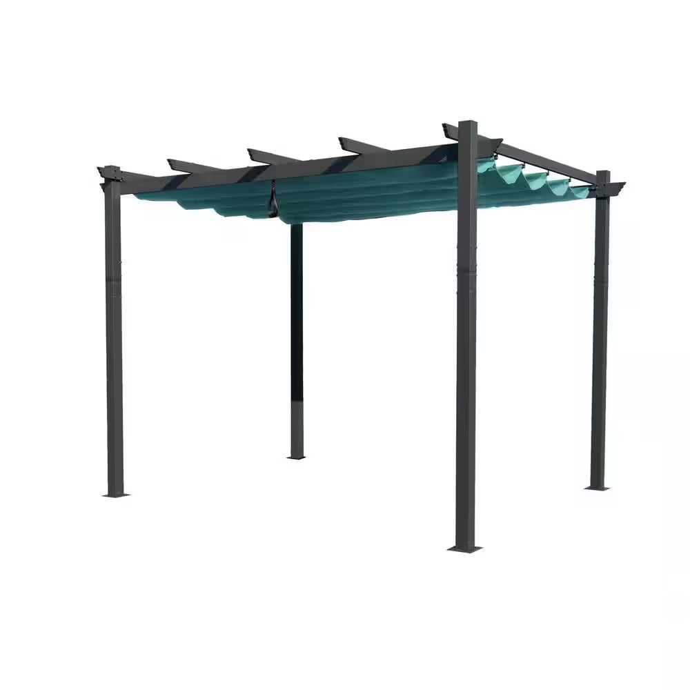 Morgan 12 Ft. X 10 Ft. Aluminum Frame Outdoor Pergola with Blue Canopy