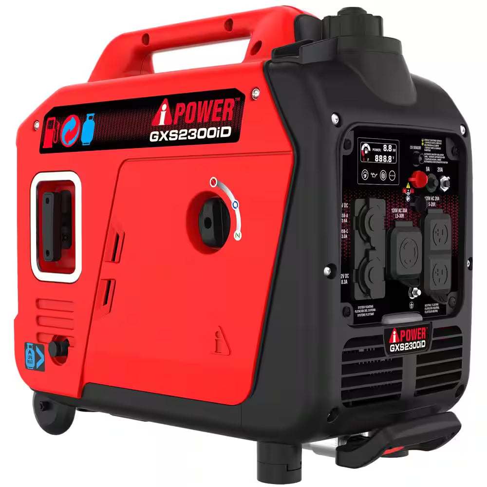 2300-Watt Recoil Start Gas Propane Powered Ultra Light-Weight Inverter Generator 80Cc OHV Engine and CO Sensor Shutdown