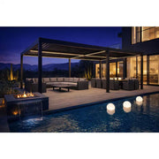 13 Ft. X 20 Ft. Gray Aluminum Outdoor Louvered Pergola with Individual Adjustable Sunshade Roofs and LED Lights