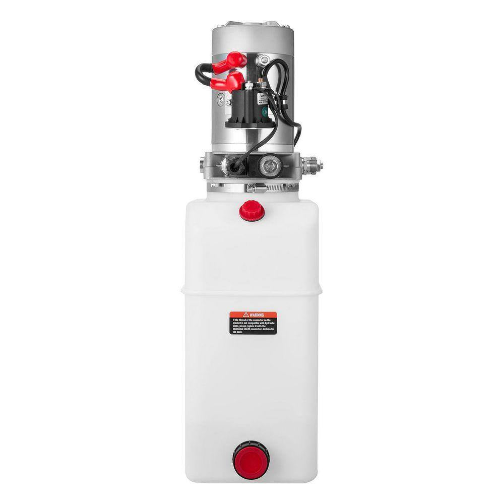 6 Qt. Hydraulic Power Unit, Single Acting Dump Trailer Pump, 3200 PSI Max Relief Pressure and 0.91 GPM Flow Rate, White