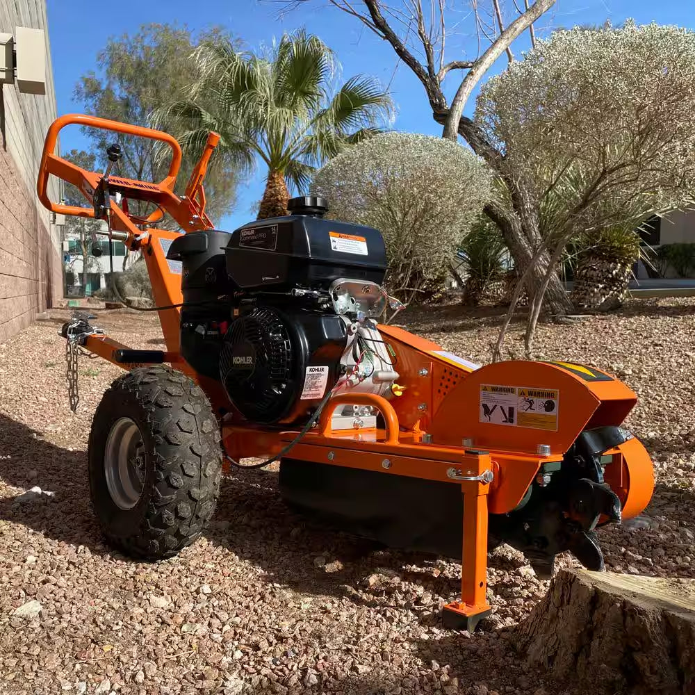 11 In. 14 HP Commercial Kohler Gas Powered Stump Grinder with Extra Set of Teeth and Precision Control Brake