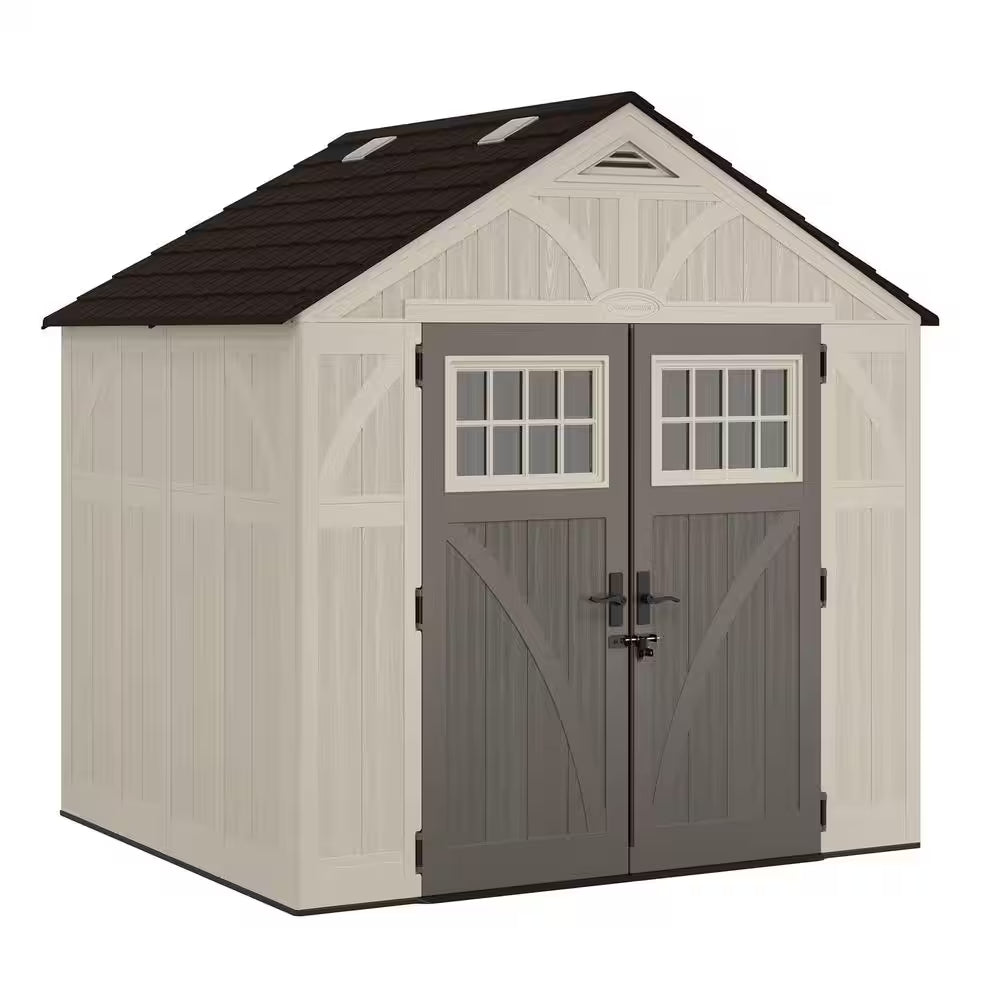 Tremont 8 Ft. W X 7 Ft. D Plastic Resin Storage Shed with Floor (56 Sq. Ft.) in Vanilla (Beige)