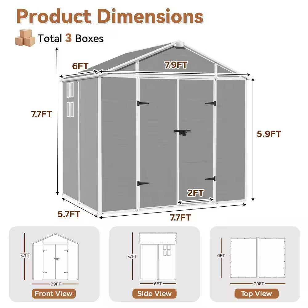 8 Ft. W X 6 Ft. D Plastic Resin Outdoor Storage Shed with Floor (48 Sq. Ft. )