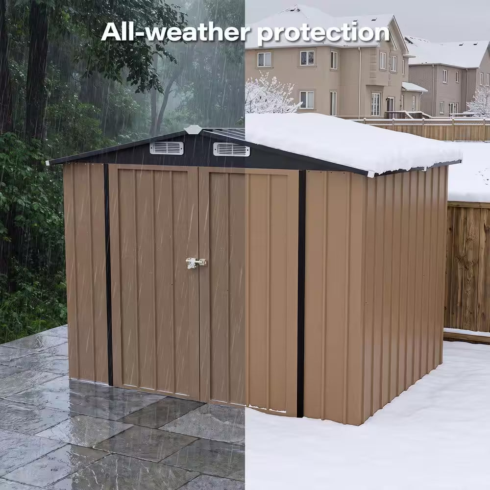 8 Ft. W X 6 Ft. D Metal Outdoor Storage Shed with Durable Double Doors (47 Sq Ft.)