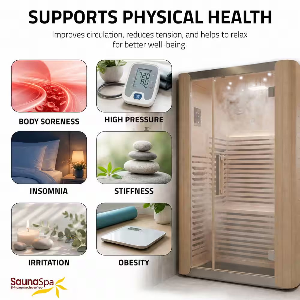 Full Spectrum 2-Person Infrared Indoor Sauna with Full Range Near, Mid, and Far Infrared Panels and Wifi Control