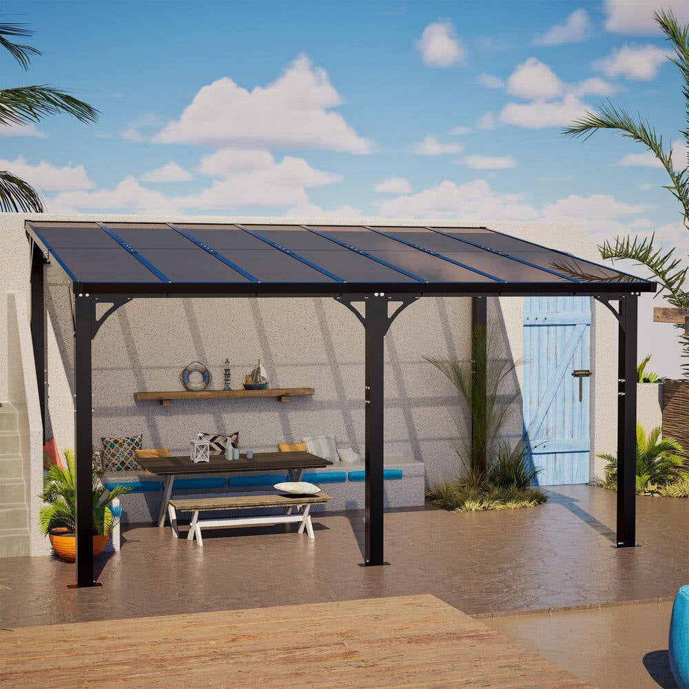 14 Ft. X 10 Ft. Outdoor Hardtop Gazebo Patio Pergola with Tinted Polycarbonate Roof