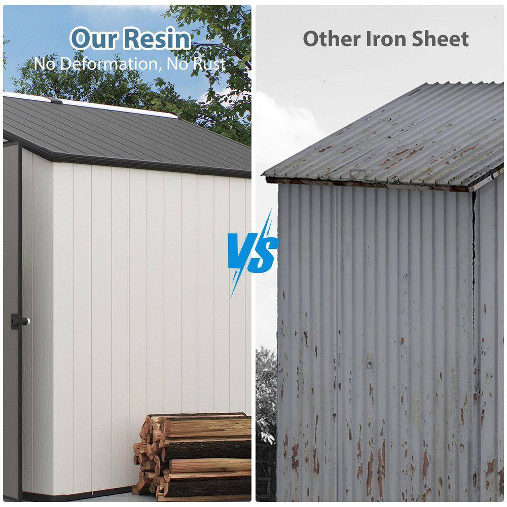 8 Ft. W X 6 Ft. D Outdoor Storage Resin Garden Shed for Backyard Outdoor (48 Sq. Ft. )