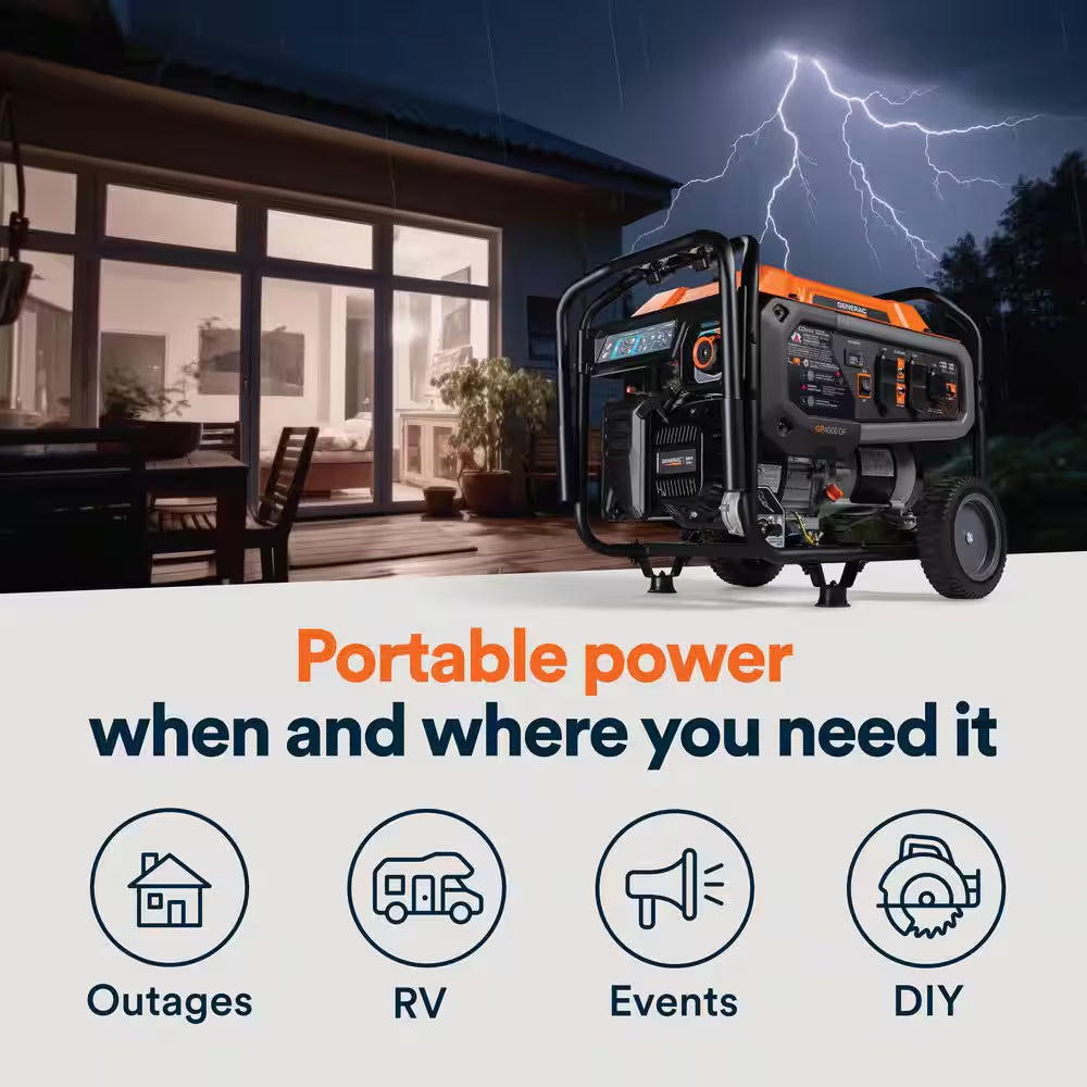 5000 / 4000-Watt Dual Fuel Recoil Start Gasoline / Propane Powered Portable Generator-Gp4000 DF