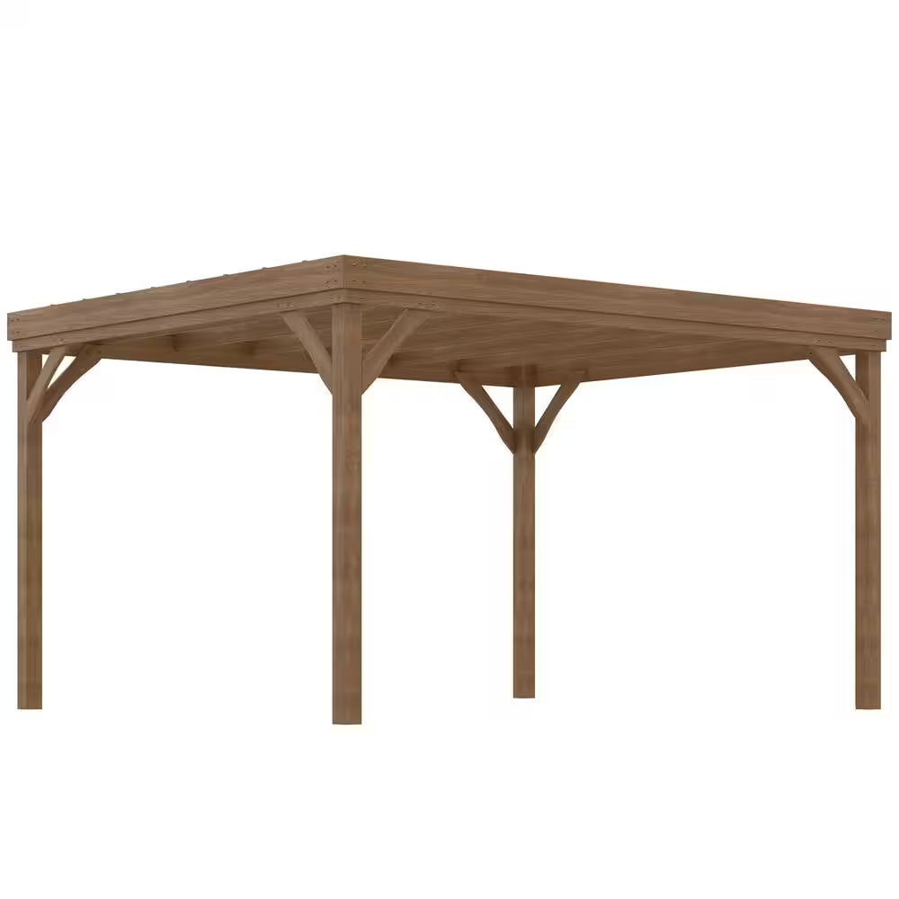 10 Ft. X 12 Ft. Outdoor Pergola, Wood Gazebo Grape Trellis with Stable Structure and Concrete Anchors, Deck