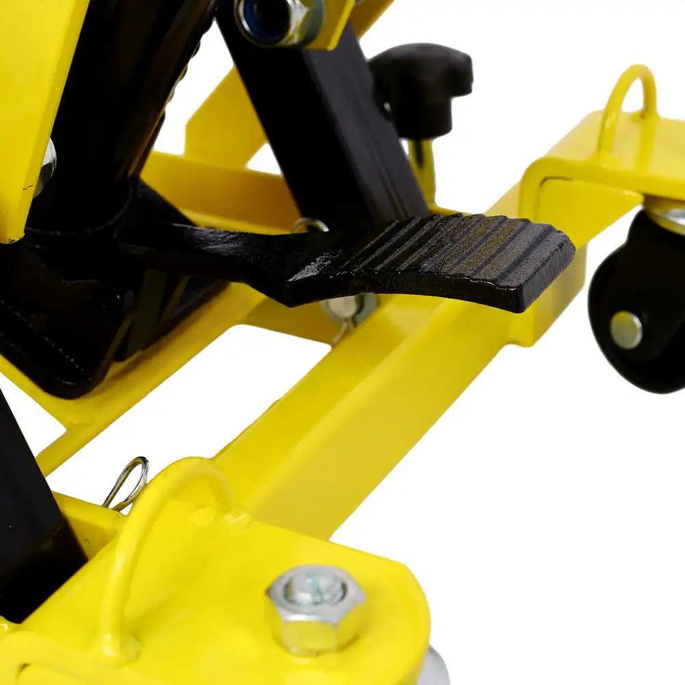 1500 Lbs Capacity Hydraulic Motorcycle Lift Jack in Yellow with Tie-Down