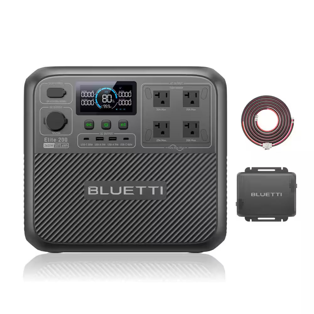 2600W Continuous/3900W Peak Output 2073Wh Push Button Start Portable Solar Generator with 560W Alternator Charger