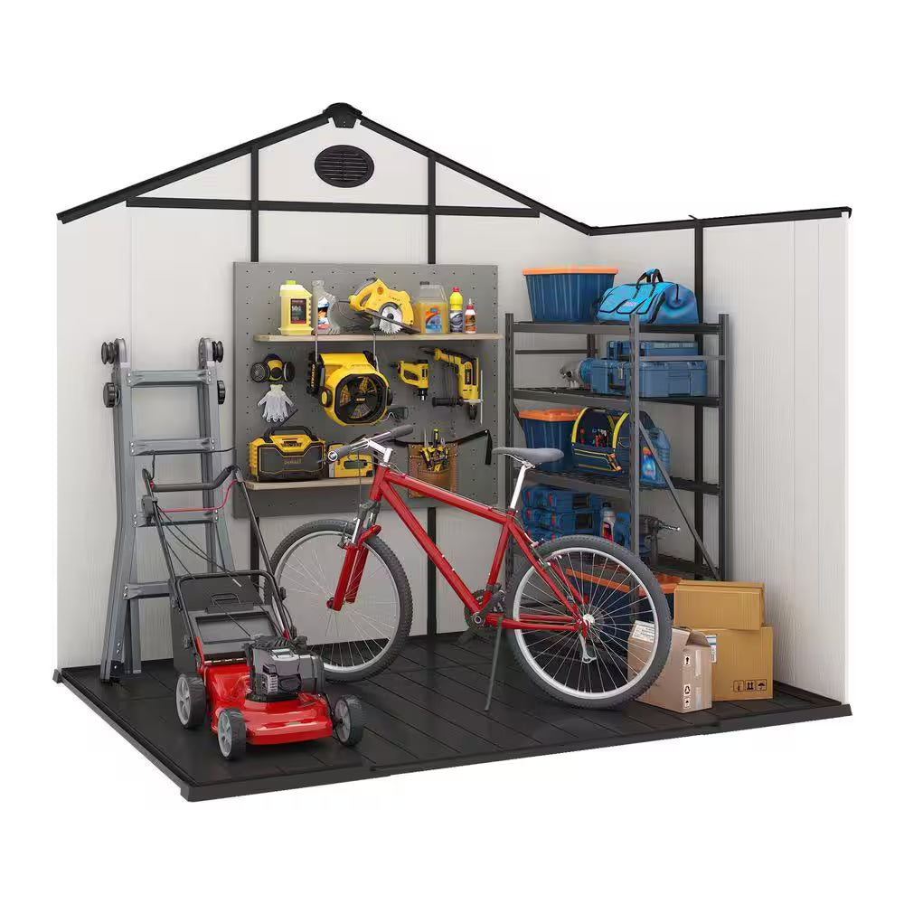 8 Ft. W X 6 Ft. D Outdoor Storage Resin Garden Shed for Backyard Outdoor (48 Sq. Ft. )