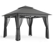 13 Ft. X 13 Ft. Pop up Gazebo Tent with Mosquito Netting, Outoor Canopy Tent for Lawn Backyard, Gray