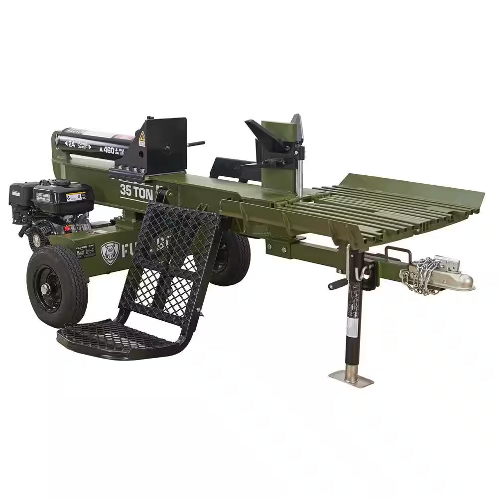 H6135FB 35-Ton 306Cc Gas 2/4/6 Way Full Beam Log Splitter with Hydraulic Log Lift