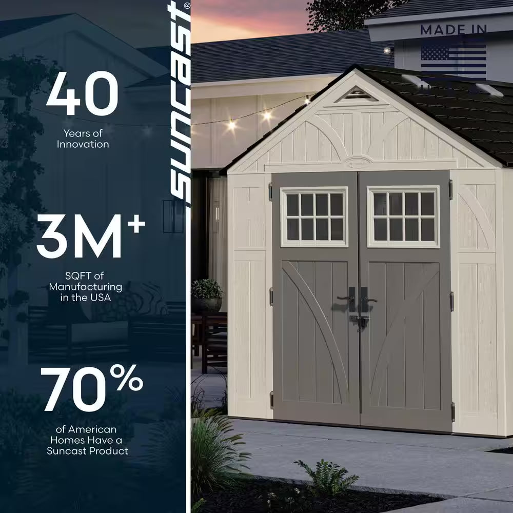 Tremont 8 Ft. W X 7 Ft. D Plastic Resin Storage Shed with Floor (56 Sq. Ft.) in Vanilla (Beige)