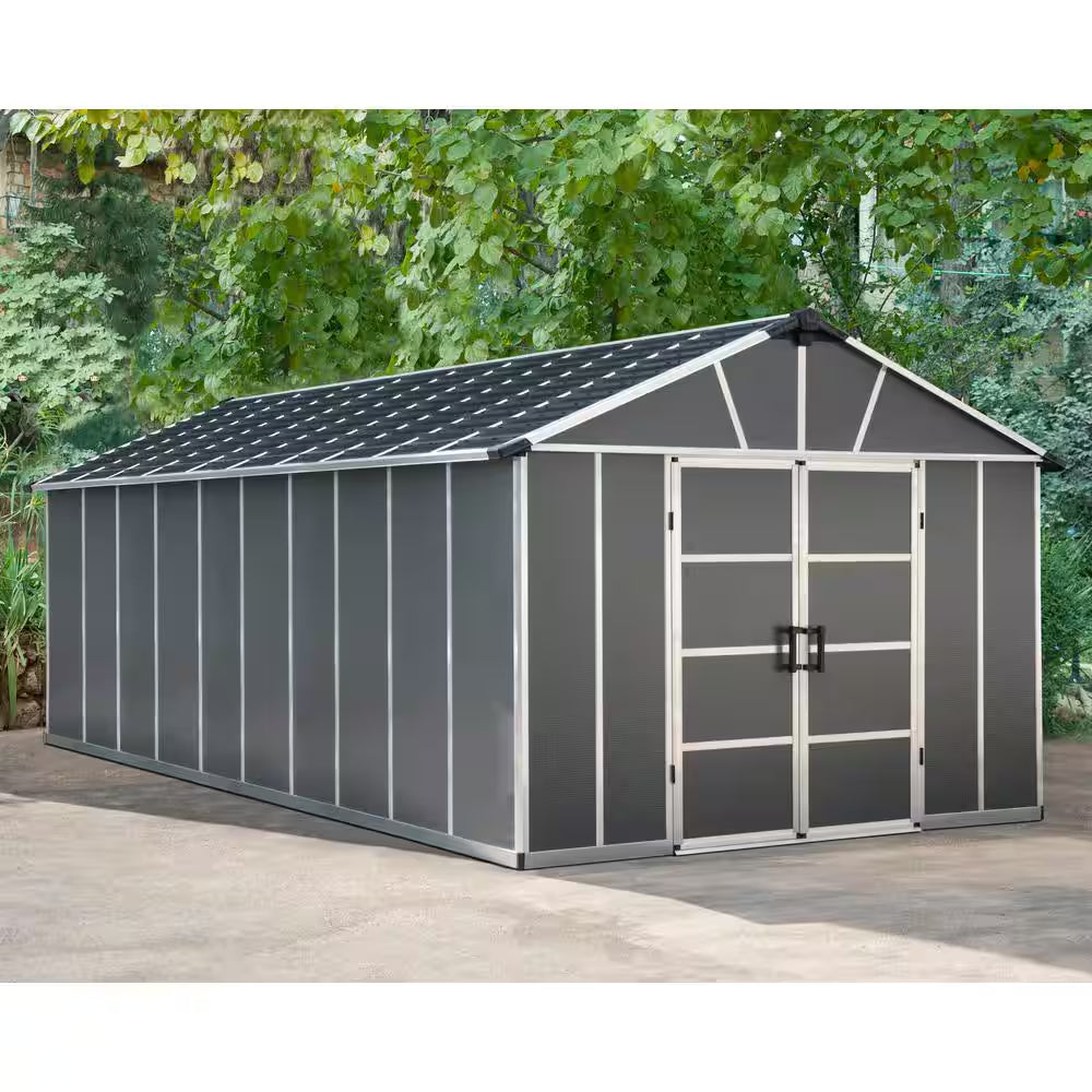 Yukon 11 Ft. W X 21 Ft. D Resin Plastic Outdoor Garden Storage Shed with Floor (229.8 Sq. Ft.) in Dark Gray