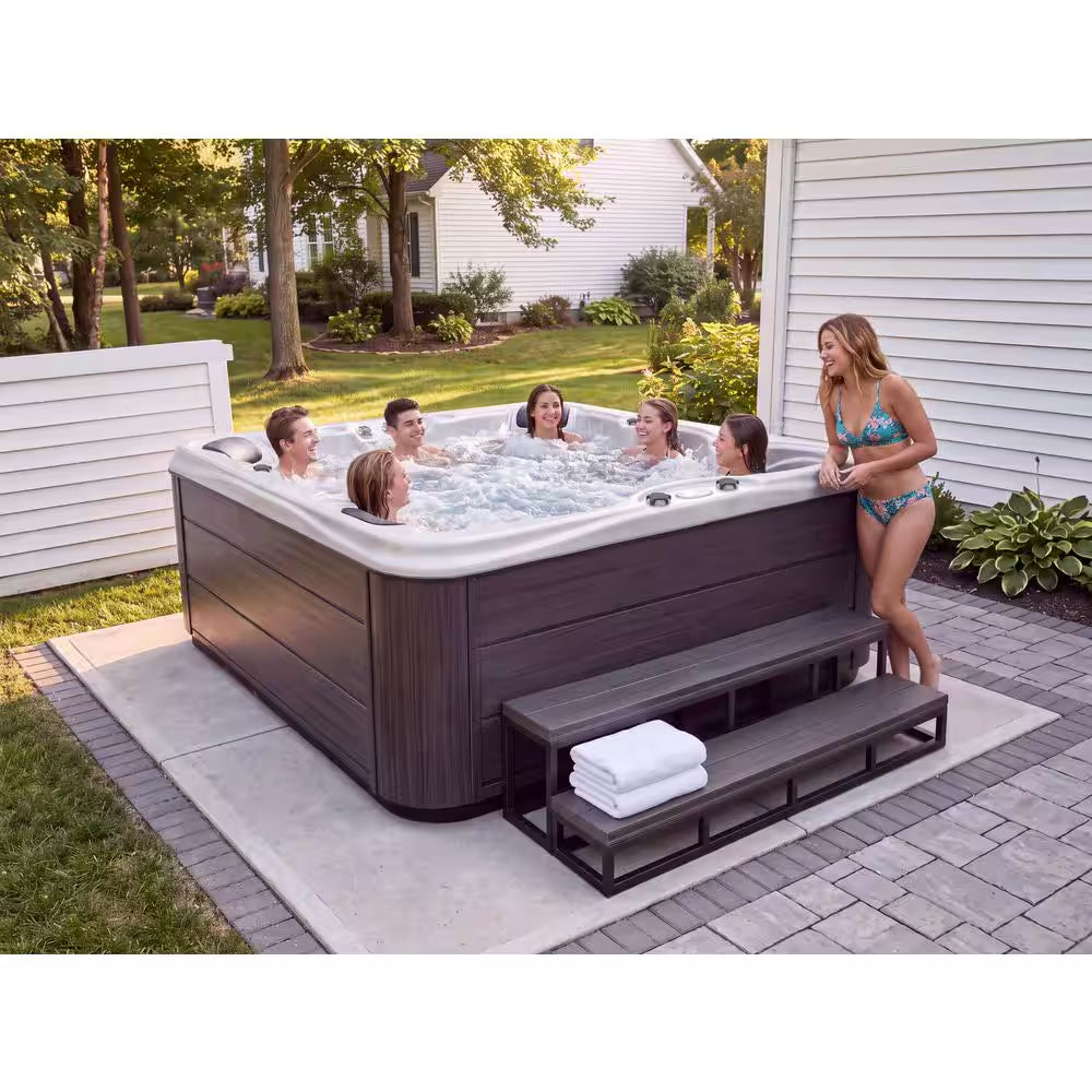 Glory 7-Person 40-Jet Premium Acrylic Lounger Spa Hot Tub with 2 Backlit LED Waterfalls