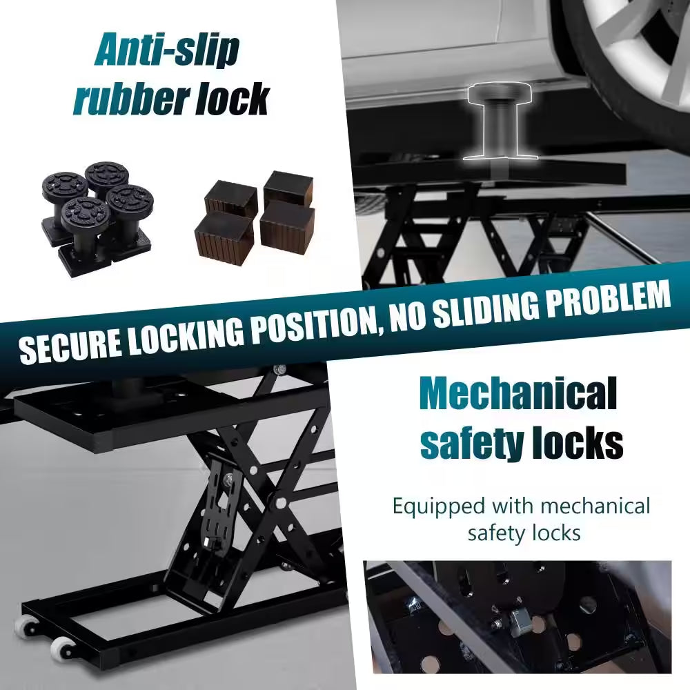 9000LBS Portable Car Lift Electric Hydraulic Vehicle Lift with 28" Max Height & 11.5" Extension Plates for Sedan SUV