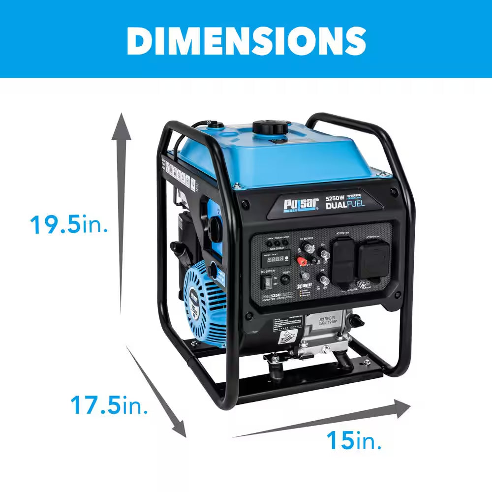 5250W Dual Fuel Gas Recoil Start Open Frame Inverter Generator with CO Sentry