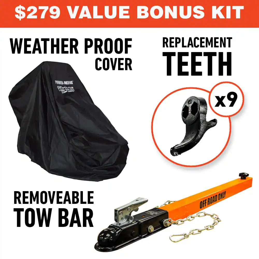 11 In. 14 HP Commercial Kohler Gas Powered Stump Grinder with Extra Set of Teeth and Precision Control Brake