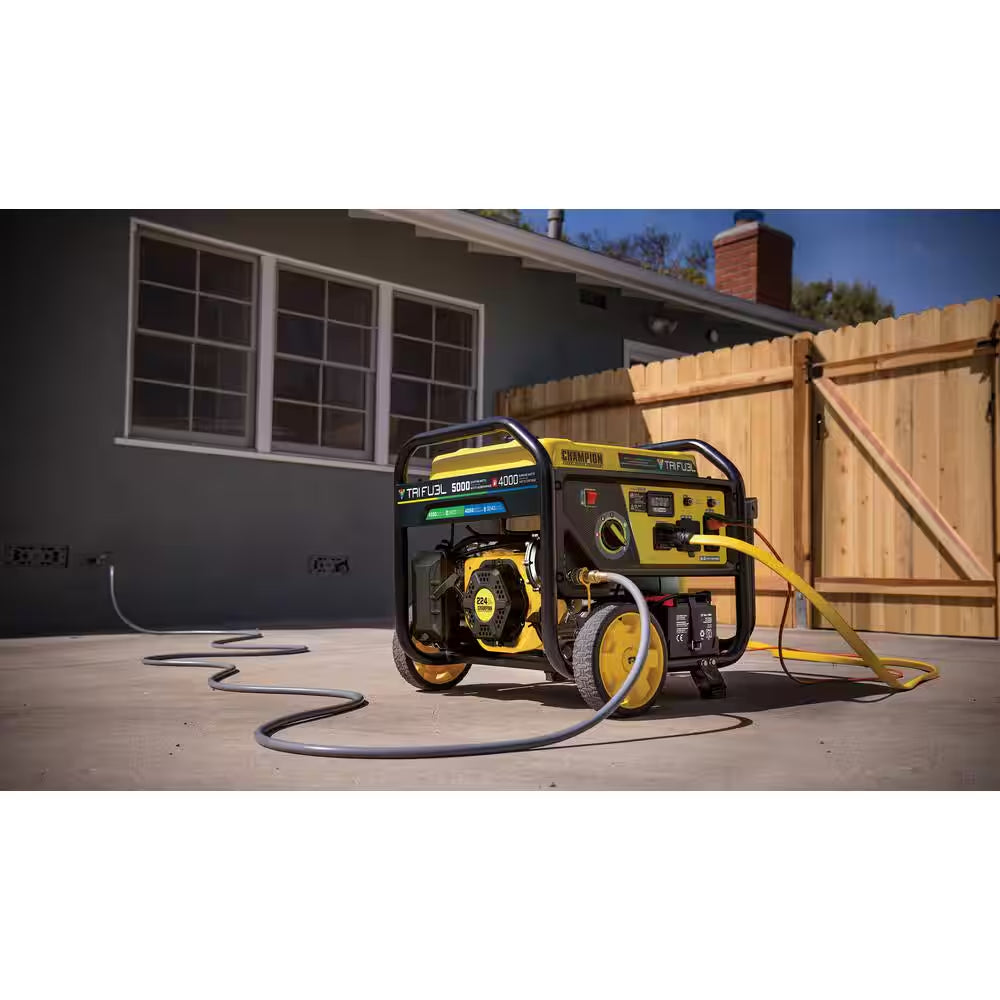 5000/4000-Watt Electric Start Tri Fuel Portable Generator with Free 3-Year Warranty for RV and Home