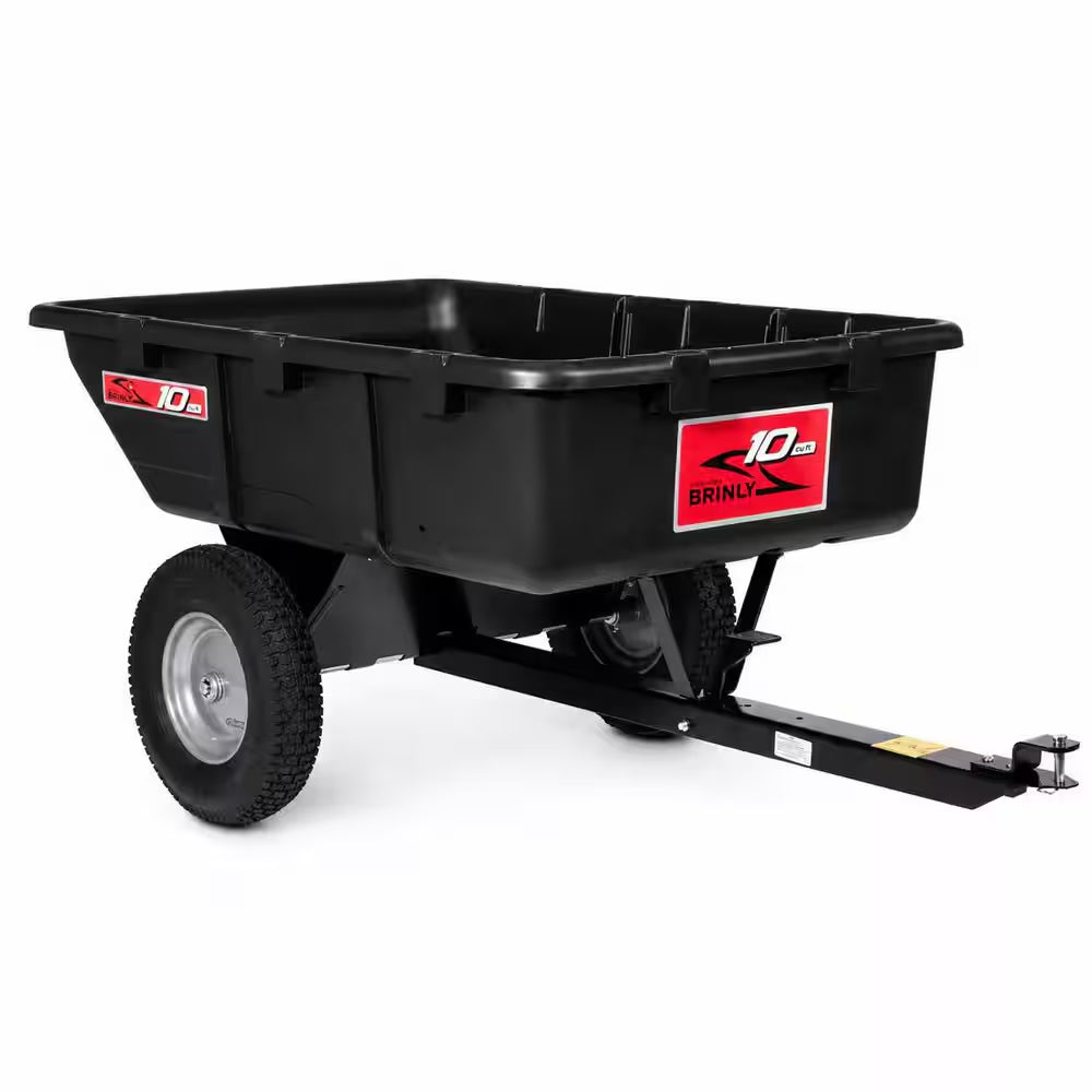 650Lbs. 10Cu.Ft. Tow-Behind Lawn Mower Trailer Dump Cart W/ Compression-Molded Poly Bed for Lawn Tractors and ZTR Mowers