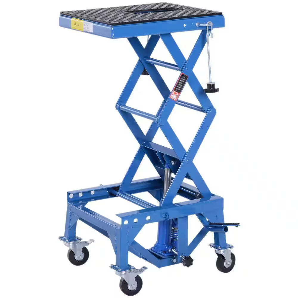 300 Lbs. Hydraulic Motorcycle Scissor Jack Lift Foot Step Wheels for Small Dirt Bikes