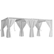 12 Ft. X 20 Ft. White Aluminum Louvered Pergola with Steel Roof and Curtains