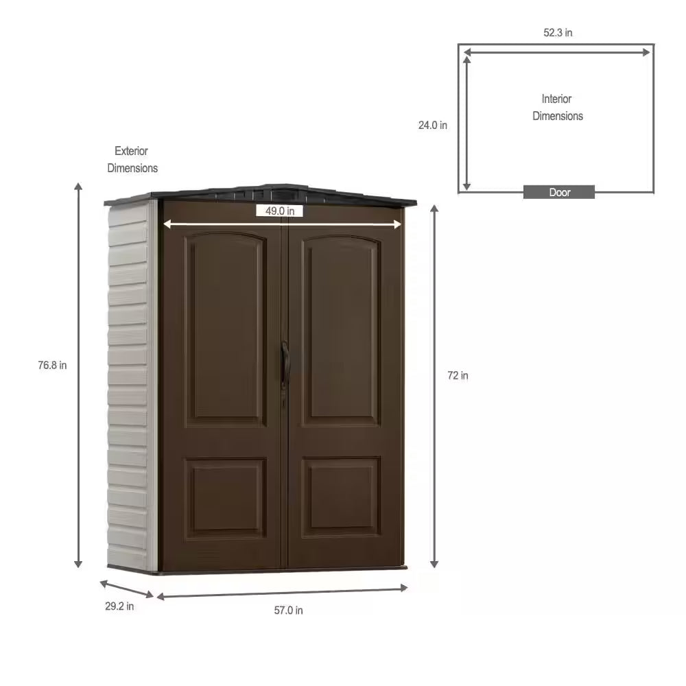 2 Ft. 4 In. X 4 Ft. 8 In. Small Vertical Resin Storage Shed
